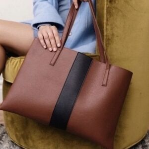 Vince Camuto “Lucky” Brown Pebbled Vegan Leather Tote Shoulder Bag